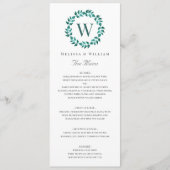 Elegant Monogram Botanische Groene Blauwgroen Brui Menu (Voorkant)