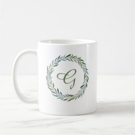 Elegant Monogram Botanische krans Koffiemok
