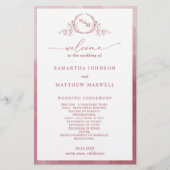 Elegant Monogram Bourgogne Trouwprogramma (Voorkant)