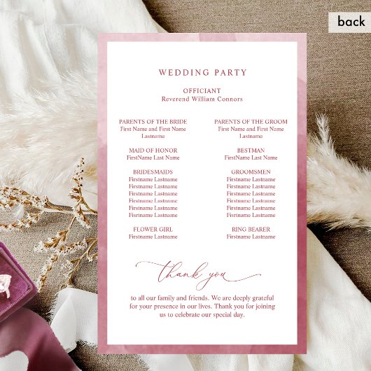 Elegant Monogram Bourgogne Trouwprogramma