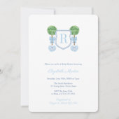 Elegant Monogram Boxwood Boy Baby shower Party Kaart (Voorkant)