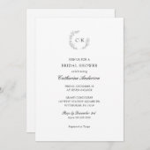 Elegant Monogram Bridal Shower Uitnodiging (Voorkant / Achterkant)