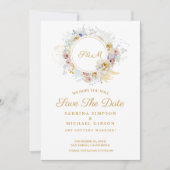 Elegant Monogram Bride Groom Name Wedding Save The Date (Voorkant)
