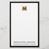 Elegant Monogram briefpapier met contactgegevens (Voorkant)