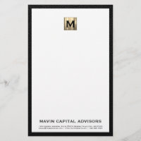 Elegant Monogram briefpapier met contactgegevens