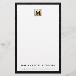 Elegant Monogram briefpapier met contactgegevens