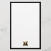 Elegant Monogram briefpapier met contactgegevens (Achterkant)