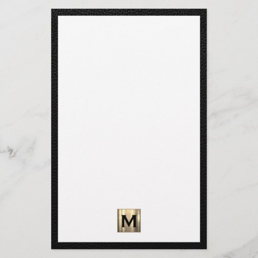 Elegant Monogram briefpapier met contactgegevens (Achterkant)