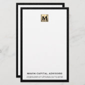 Elegant Monogram briefpapier met contactgegevens (Voorkant / Achterkant)