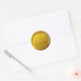Elegant monogram Bright Gold Wax Seal Bruiloft Ronde Sticker