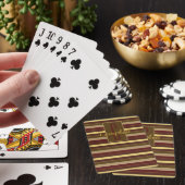 ELEGANT MONOGRAM BROWN GOLD SIMPLE STRIPE PATTERN POKERKAARTEN (Insitu)