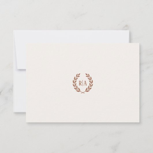 Elegant Monogram Bruiloft Antwoord Verbrand Sinaas (Achterkant)