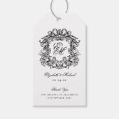 Elegant Monogram Bruiloft Crest Cadeaulabel (Voorkant)