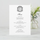 Elegant Monogram Bruiloft Crest Menu (Staand voorkant)