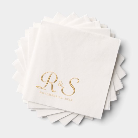 Elegant monogram bruiloft folie servetten (Insitu (Gestapeld))