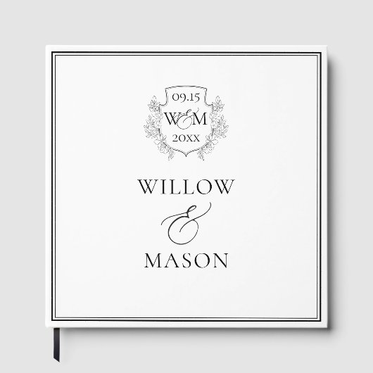 Elegant  Monogram Bruiloft Gastenboek (Voorkant)