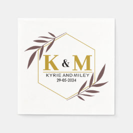 Elegant monogram bruiloft goud servet