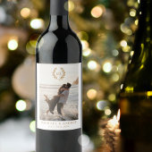 Elegant Monogram Bruiloft Goud Wit Wijn Etiket