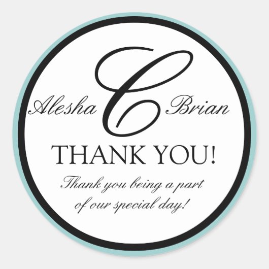 Elegant Monogram bruiloft gunst dank u Stickers (Voorkant)