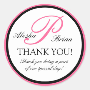 Elegant Monogram bruiloft gunst dank u Stickers