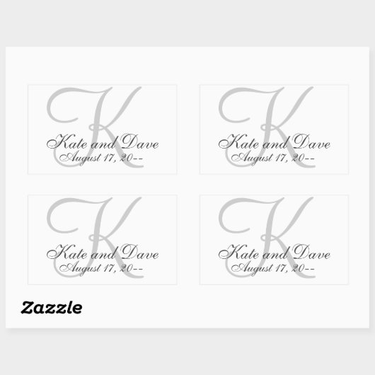 Elegant Monogram Bruiloft gunst Rechthoekige Sticker (Vel)