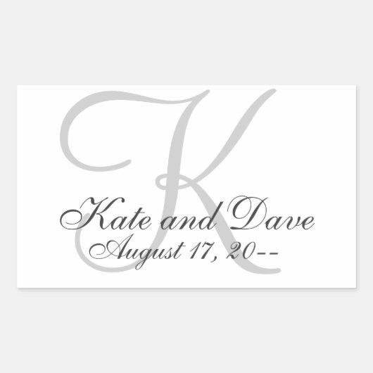 Elegant Monogram Bruiloft gunst Rechthoekige Sticker (Voorkant)