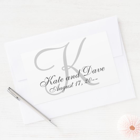 Elegant Monogram Bruiloft gunst Rechthoekige Sticker (Envelop)