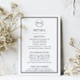 Elegant  Monogram Bruiloft Informatiekaartje