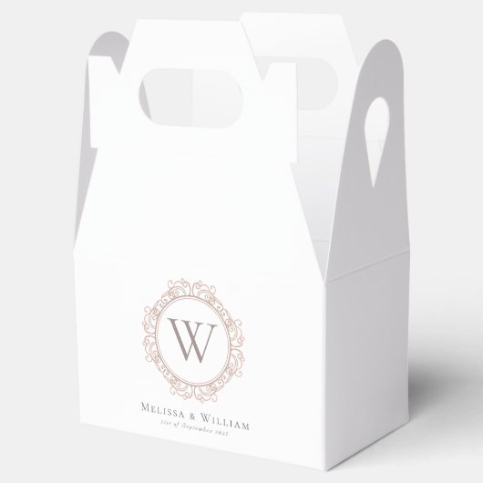Elegant Monogram Bruiloft Klassiek Wit Bedankdoosjes (Geopend)