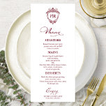 Elegant Monogram Bruiloft Menu Kaarten Bourgondië<br><div class="desc">Een simpele kaart voor het huwelijkskalligrafie. Ik bied een gratis aanpassingsservice aan. Als je vragen hebt of speciale verzoeken hebt,  kun je contact met mij opnemen.</div>