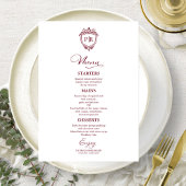 Elegant Monogram Bruiloft Menu Kaarten Bourgondië