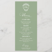 Elegant Monogram Bruiloft Menu Kaarten Sage Groen (Voorkant)