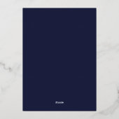 Elegant monogram bruiloft Navy blauw en goud Folie Uitnodiging (Achterkant)