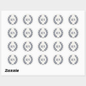 Elegant Monogram Bruiloft Navy Blauw Ronde Sticker (Vel)
