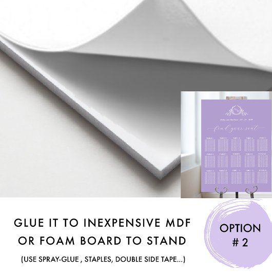 Elegant Monogram Bruiloft Paarse Zitkaart Teken Poster