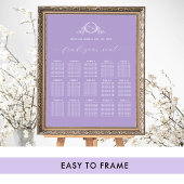 Elegant Monogram Bruiloft Paarse Zitkaart Teken Poster