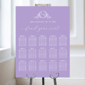 Elegant Monogram Bruiloft Paarse Zitkaart Teken Poster