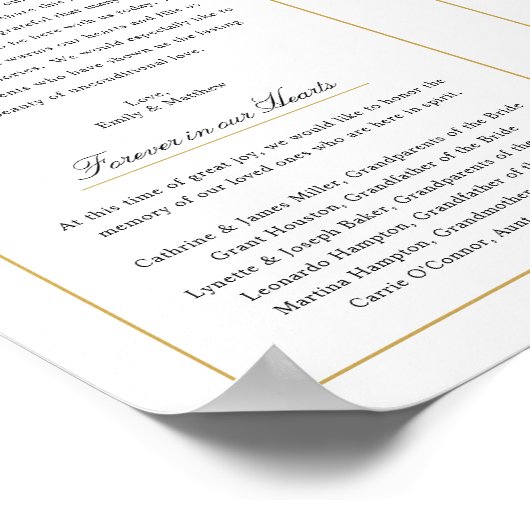 Elegant monogram bruiloft programma buiten downloa poster (Hoek)