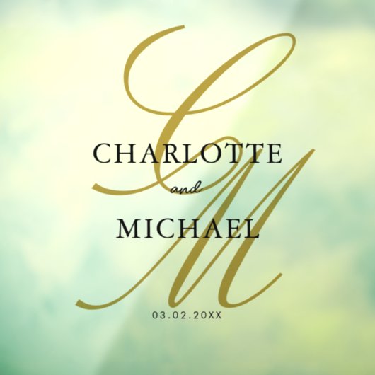 Elegant, monogram, bruiloft, raamsticker (Vel 3)