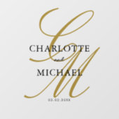 Elegant, monogram, bruiloft, raamsticker (Vel)