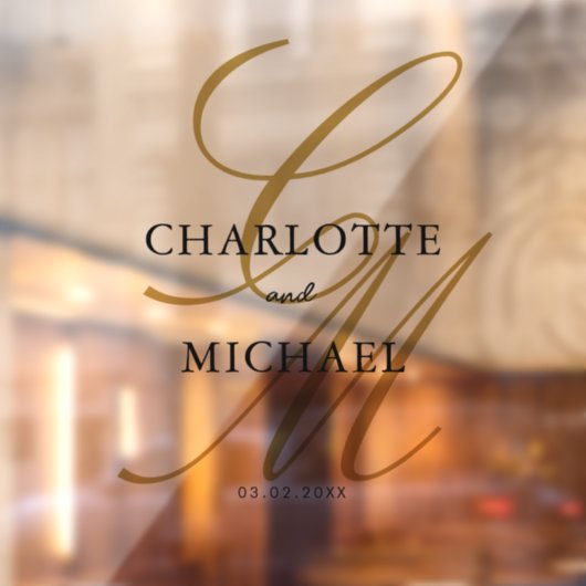 Elegant, monogram, bruiloft, raamsticker (Vel 2)