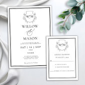 Elegant  Monogram Bruiloft RSVP Kaartje