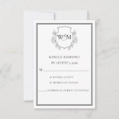 Elegant  Monogram Bruiloft RSVP Kaartje (Voorkant)