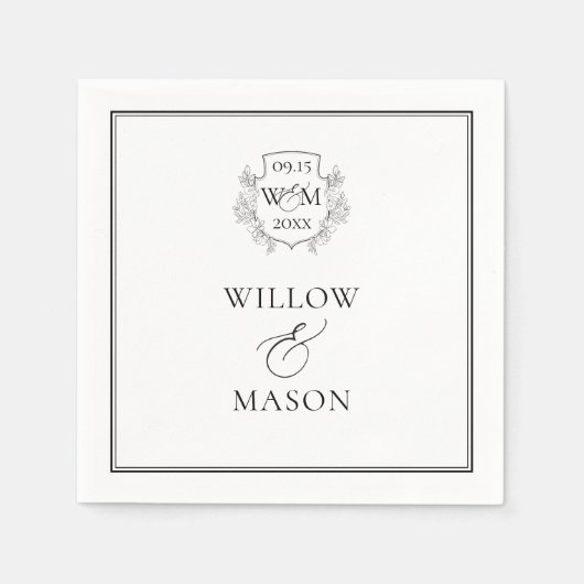 Elegant  Monogram Bruiloft Servet (Voorkant)