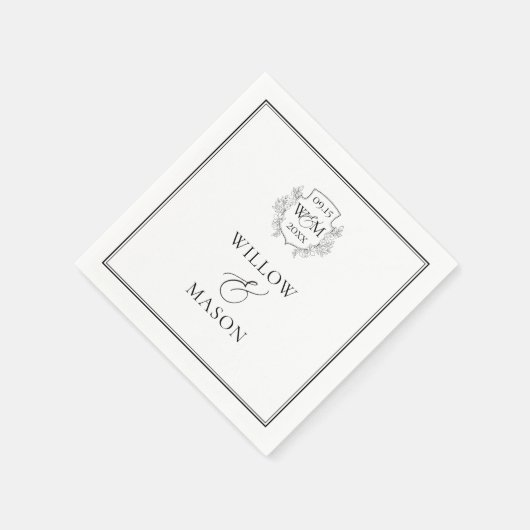 Elegant  Monogram Bruiloft Servet (Hoek)