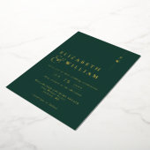 Elegant monogram bruiloft smaragdgroen en goud folie uitnodiging (Gedraaid)