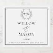 Elegant  Monogram Bruiloft Sparkling Wijnetiket (Enkel label)