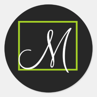 Elegant Monogram Bruiloft Uitnodiging Label Green