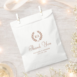 Elegant Monogram Bruiloft Verbrand Sinaasappel Dan Bedankzakje