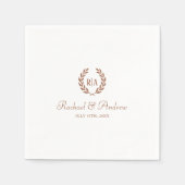 Elegant Monogram Bruiloft Verbrand Sinaasappel Servet (Voorkant)